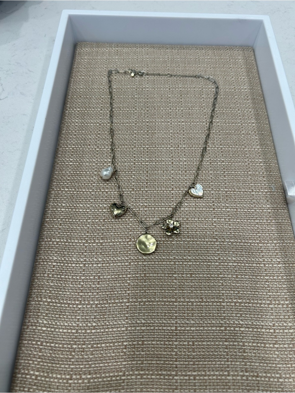 Loft-Delicate Gold Tone Heart & Charm Necklace - Women's Jewelry